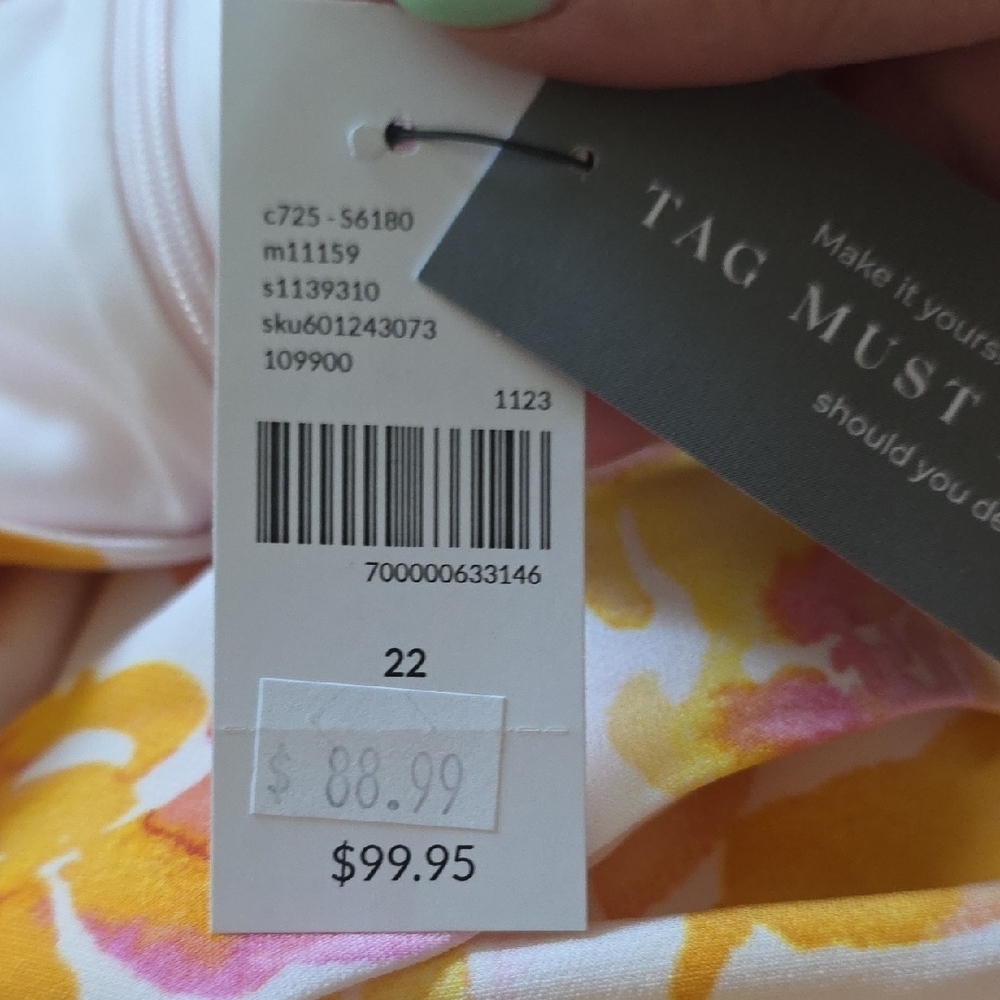 Lane Bryant Cream Midi Dress with Yellow & Pink Floral Print - Picture 9 of 9